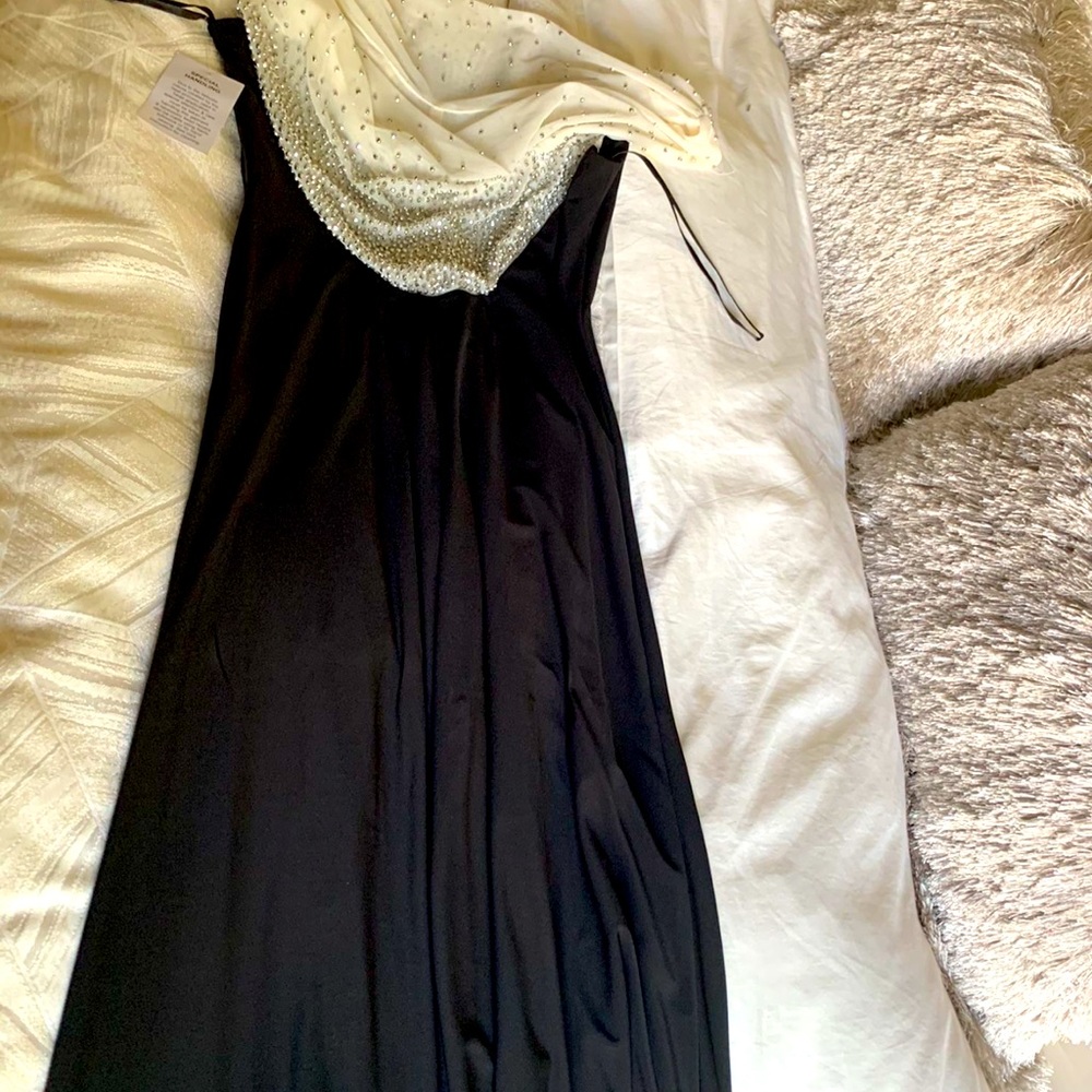 Black and beige sparkle formal dress